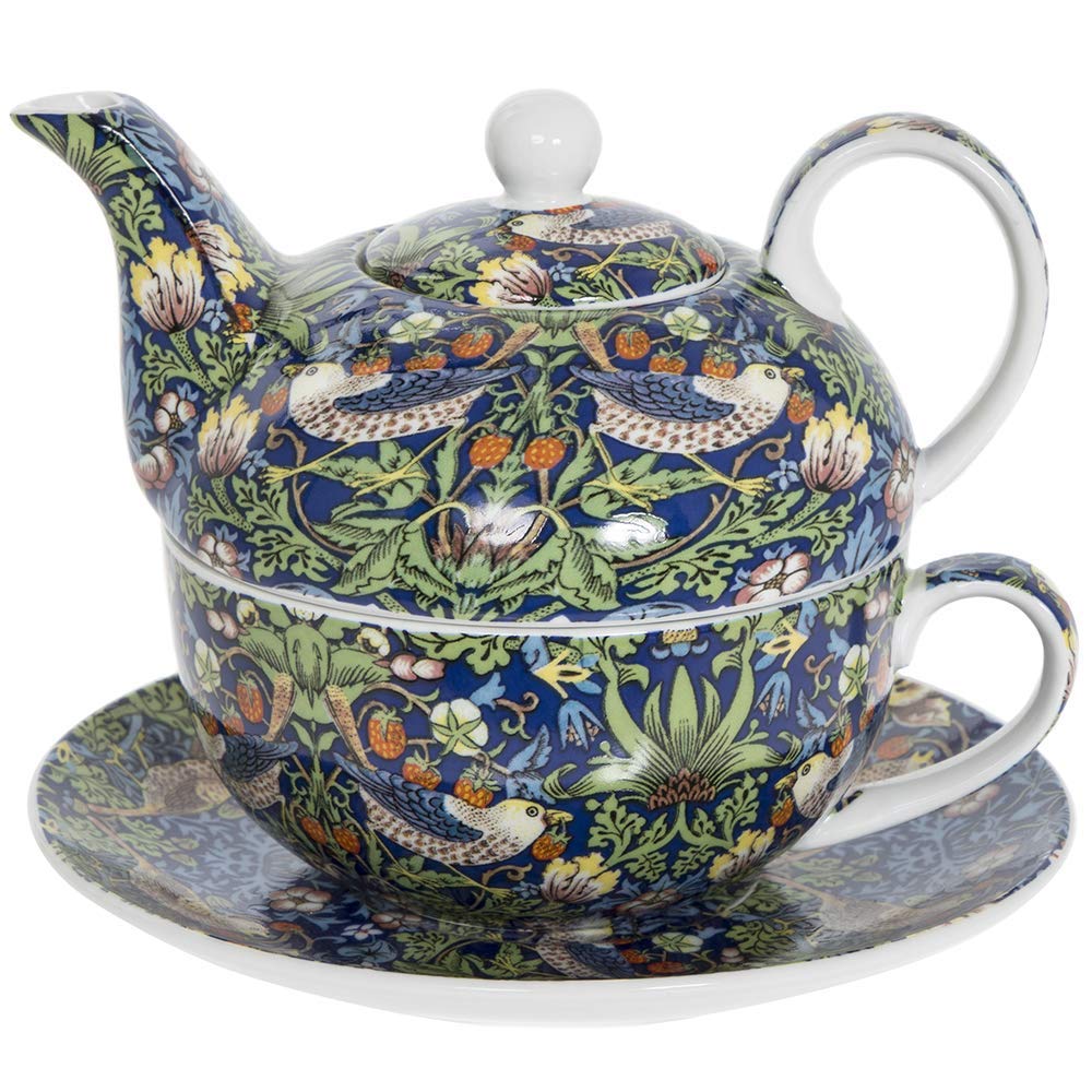 Tea For One Set Morris Blue Strawberry Thief Kopp & Kanna Tekungen.se